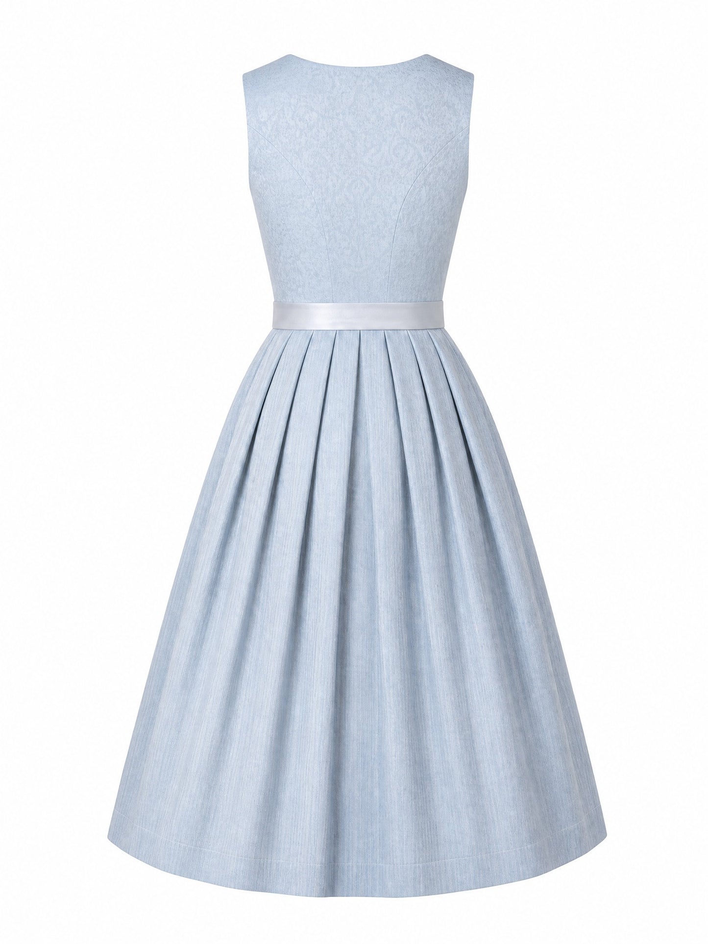 Klassisches Dirndl Lina – Puderblau, Eckige Form