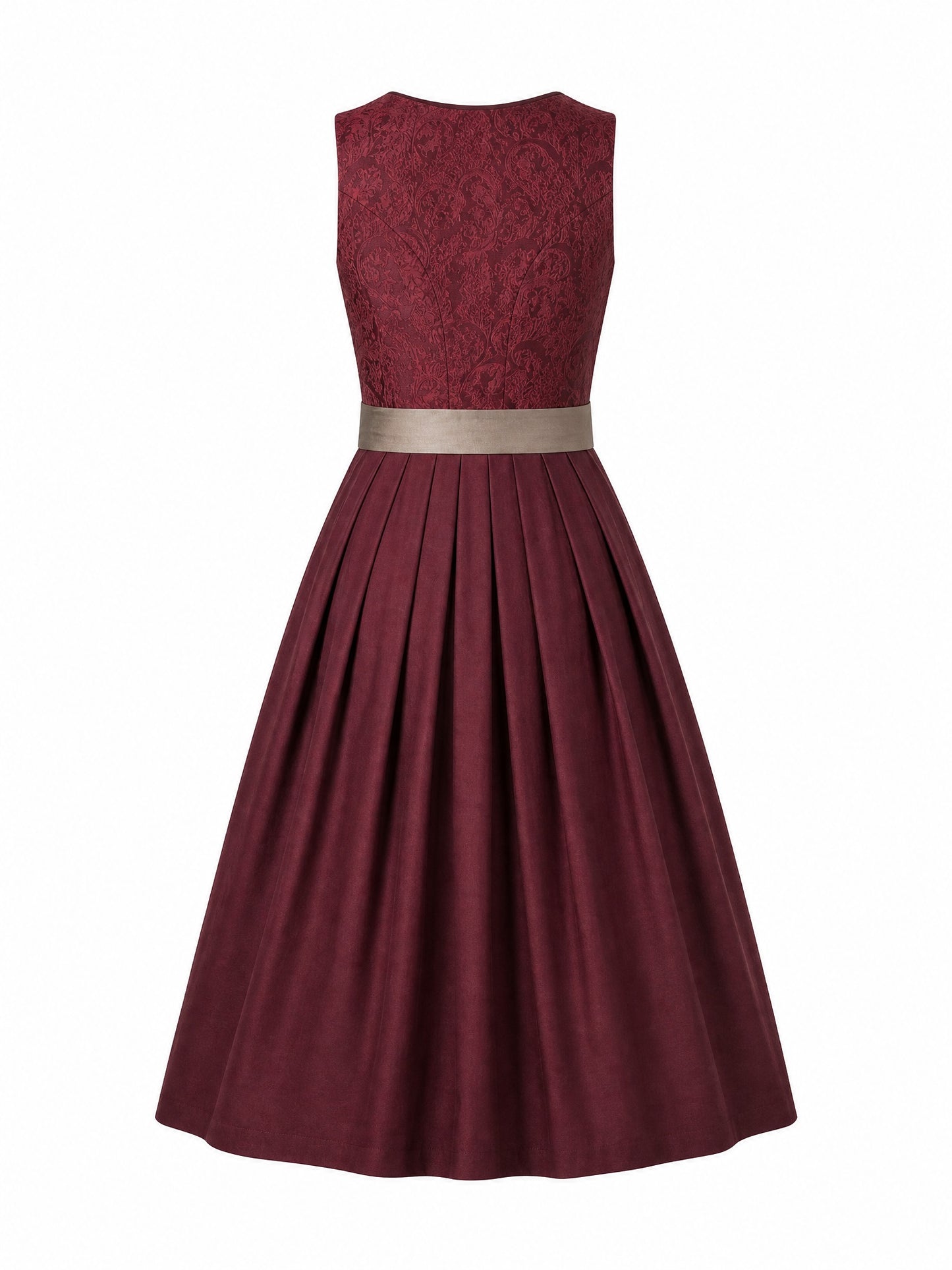 Klassisches Dirndl Nina – Weinrot, Herzförmig