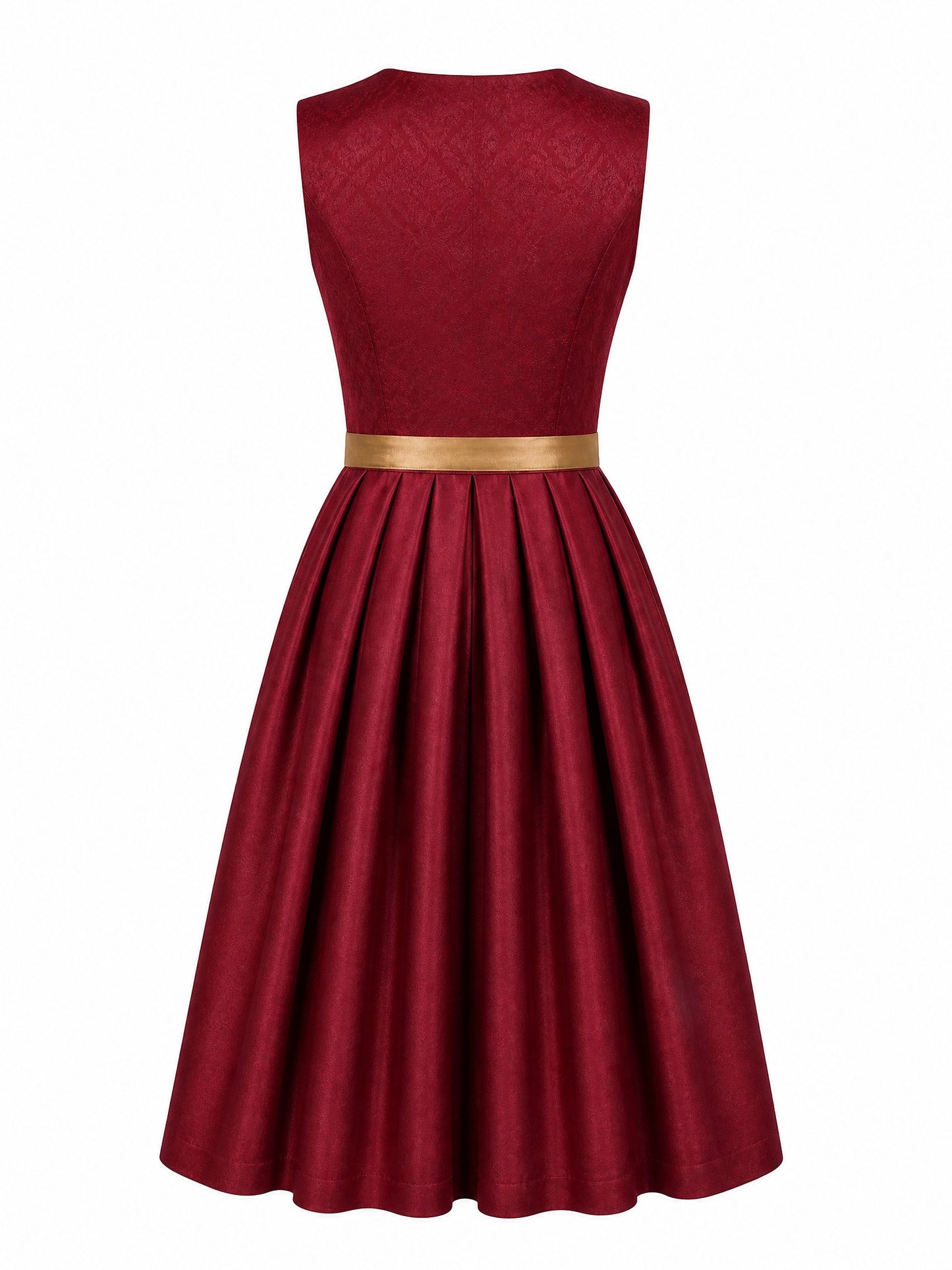 Klassisches Dirndl Paula – Cranberryrot, Eckige Form