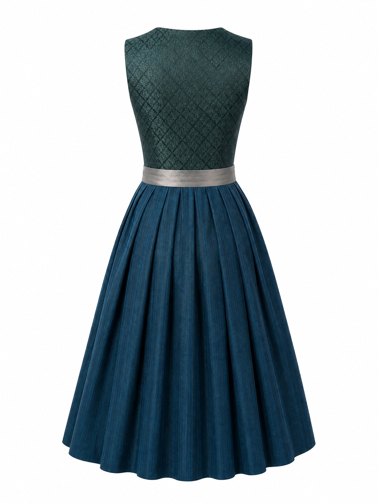 Klassisches Dirndl Chiara – Rauchpetrol, Eckige Form