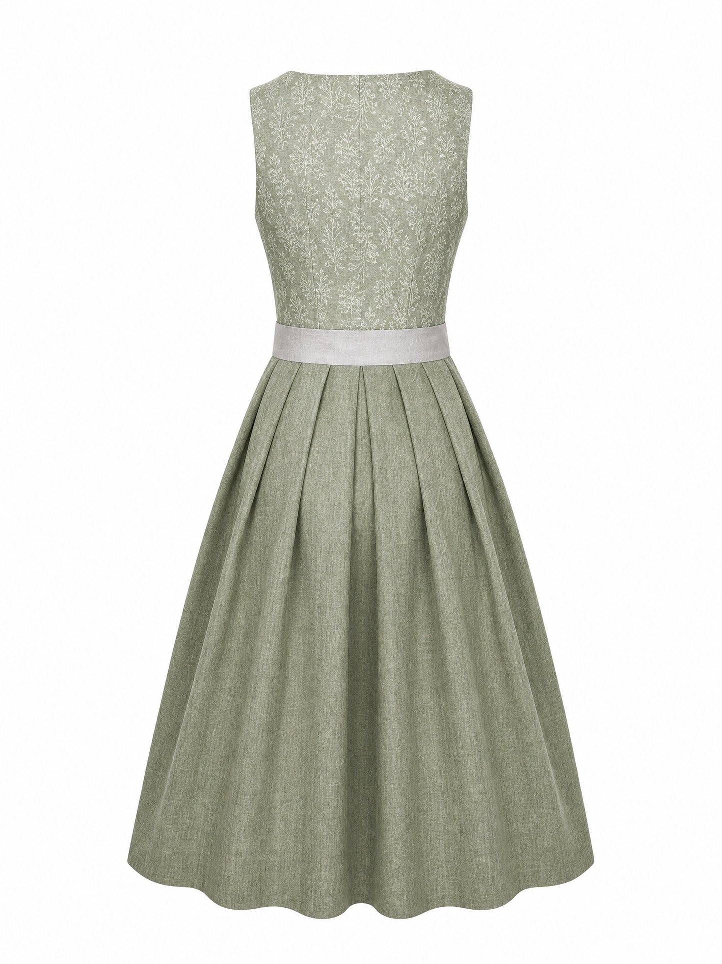 Klassisches Dirndl Daria – Salbeigrün, Eckige Form