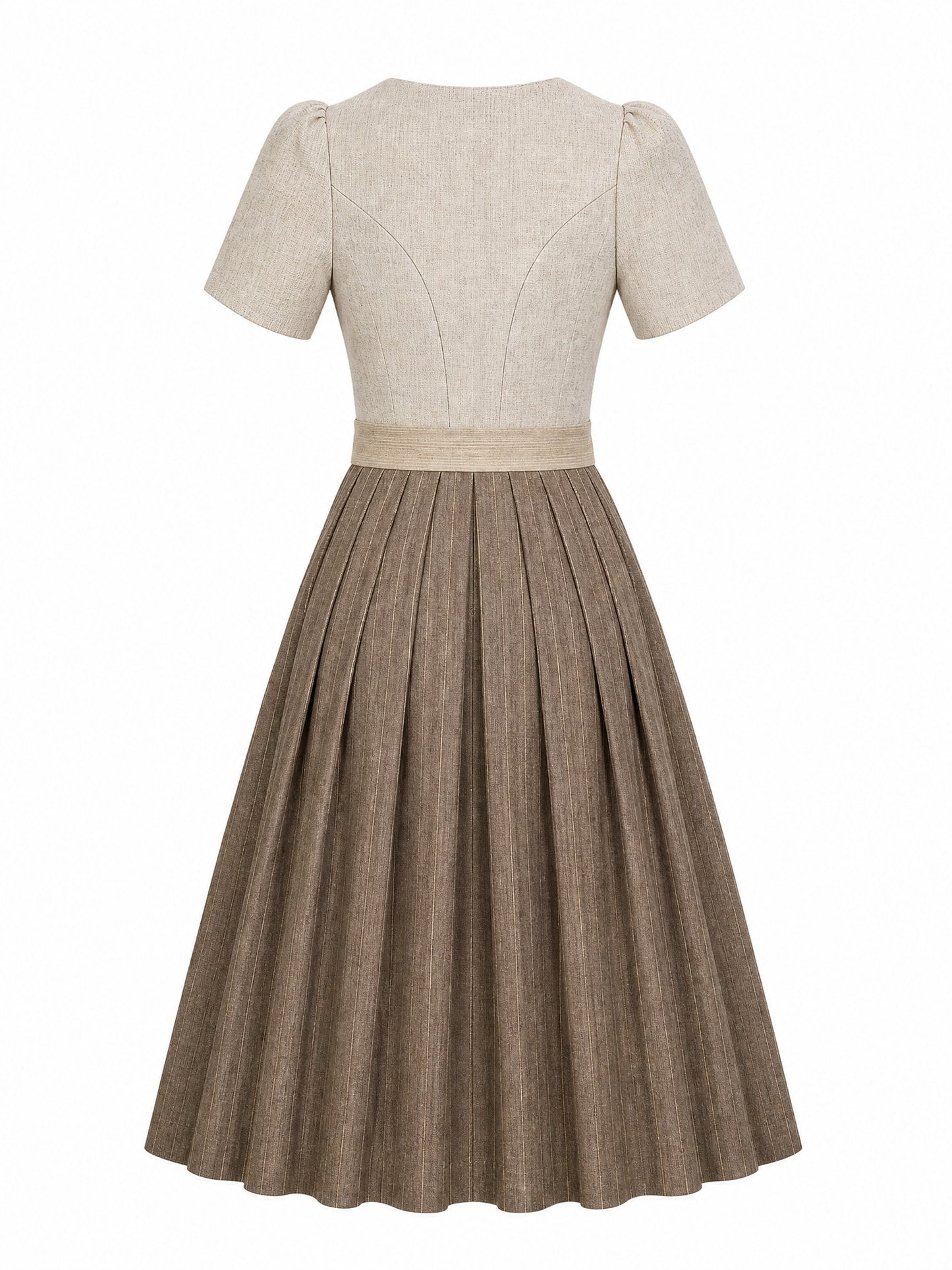 Dirndl Hanna in Haferbeige mit Warmer Sand Schürze - Rückansicht