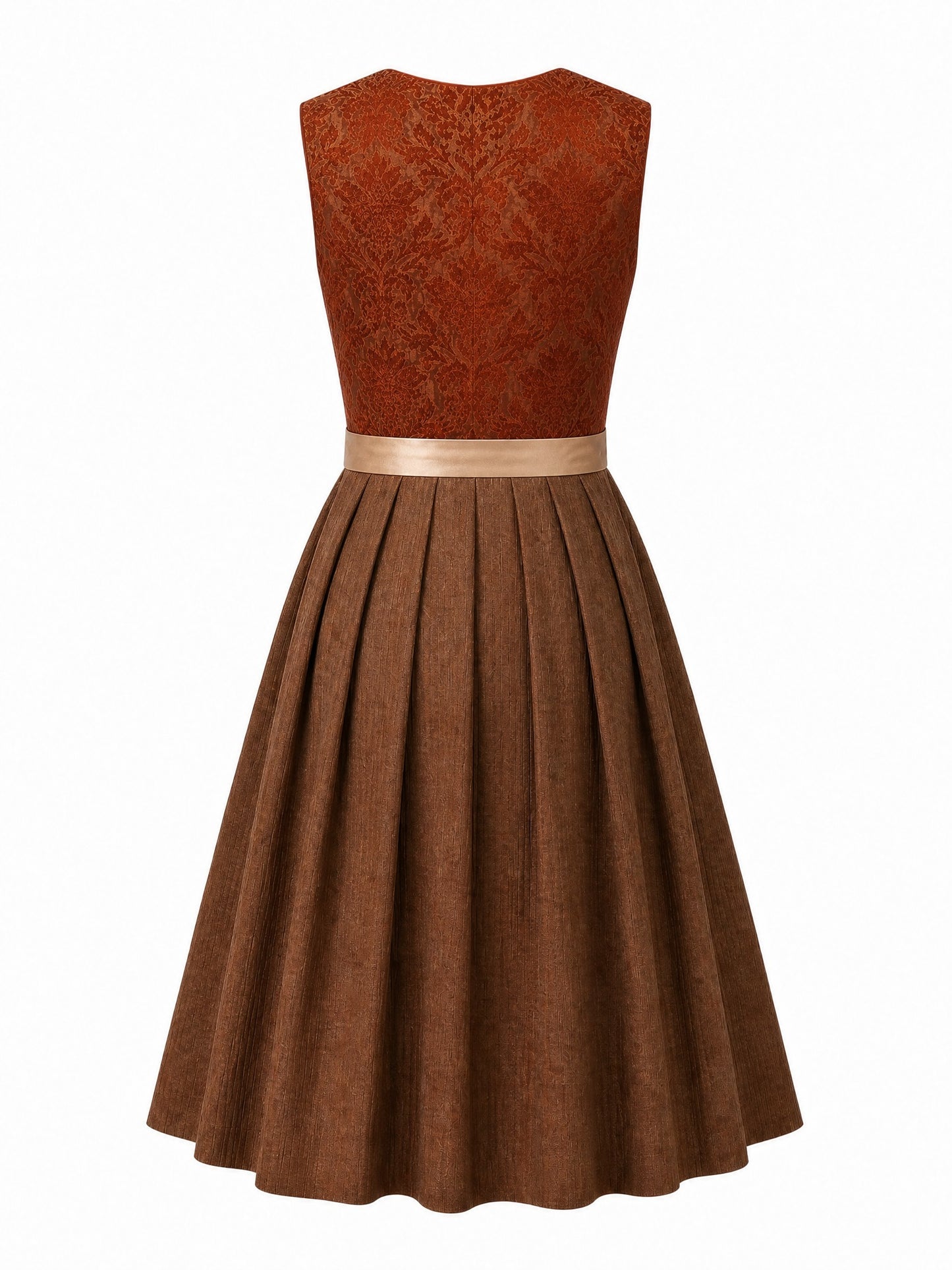 Klassisches Dirndl Teresa – Sienabraun, Eckige Form