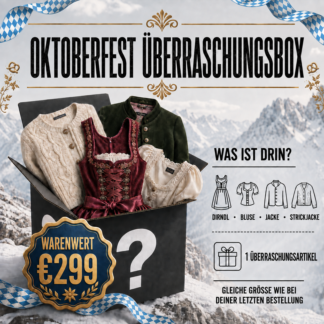 Oktoberfest Überraschungsbox – 1 zufälliger Trachtenartikel-Groß