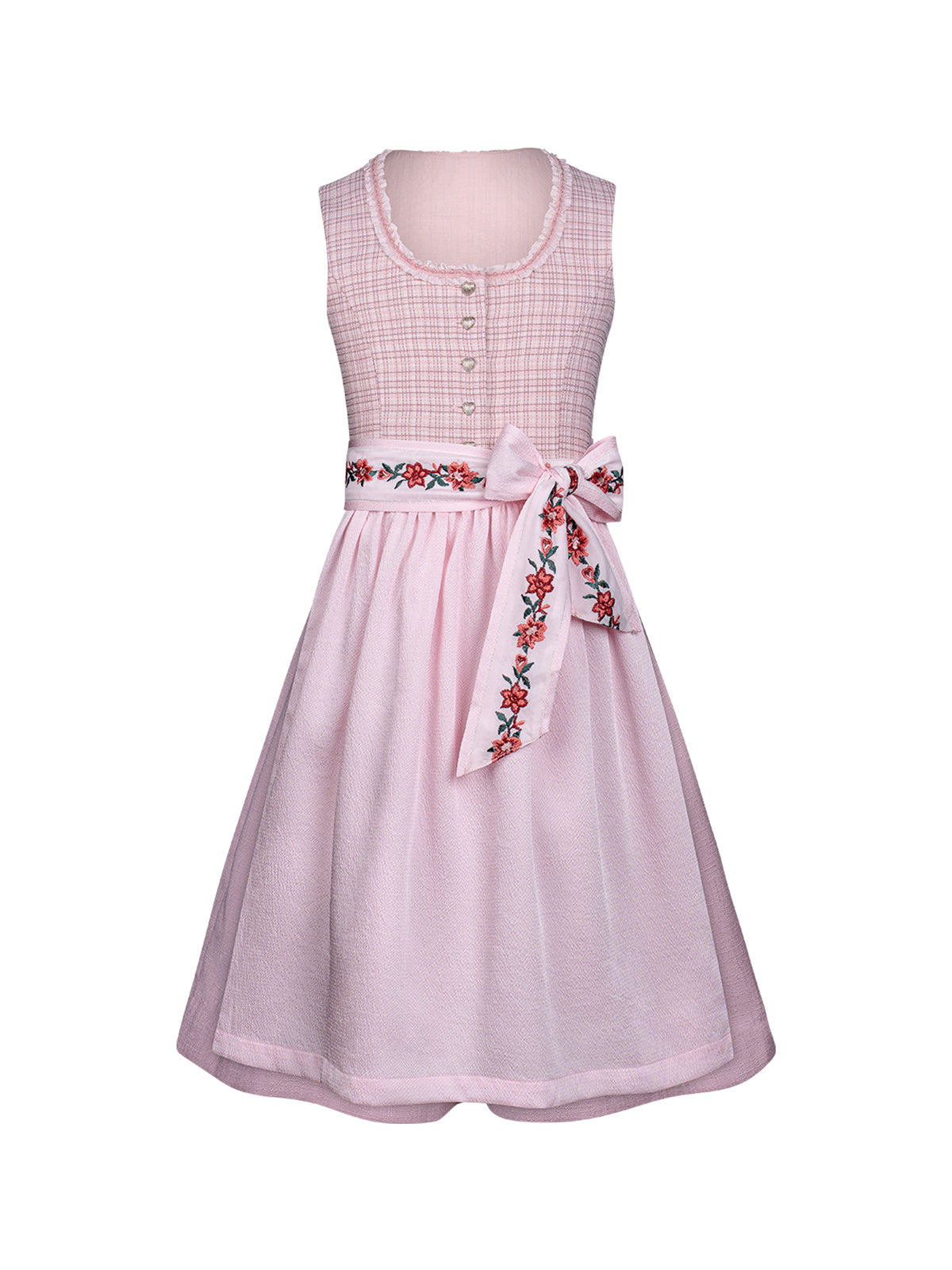 Klassisch: Kinder-Dirndl Irene – Rosa, Gerade Linie