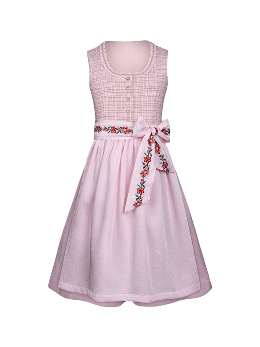 Klassisch: Kinder-Dirndl Irene – Rosa, Gerade Linie