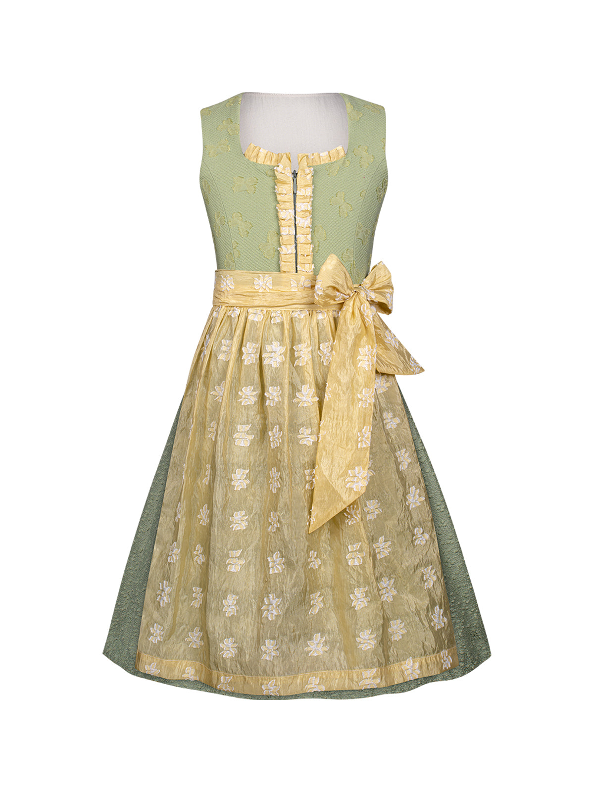 Klassisch: Kinder-Dirndl Kitt – Grün, Gerade Linie