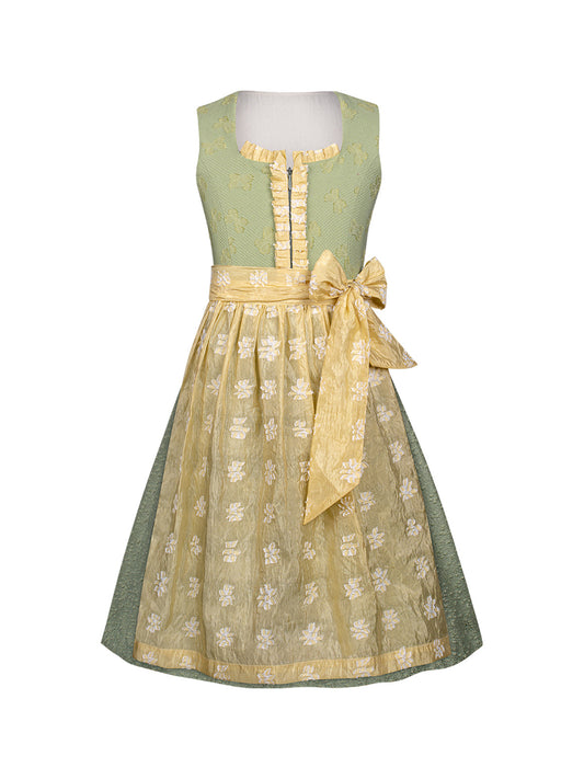 Klassisch: Kinder-Dirndl Kitt – Grün, Gerade Linie