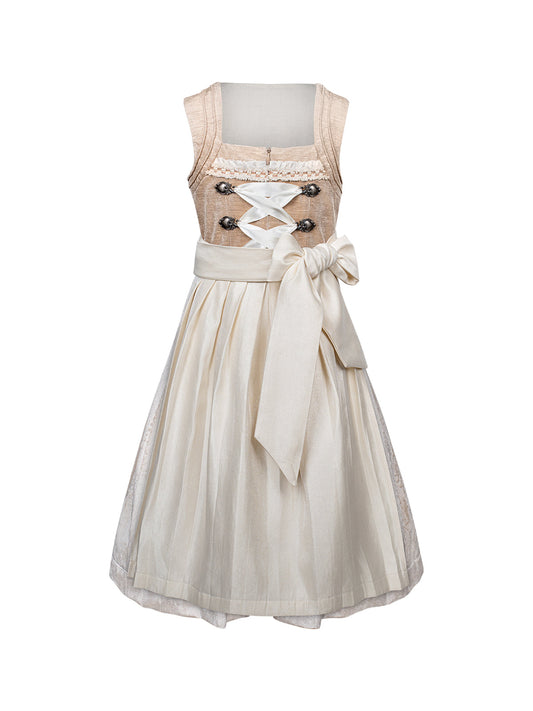 Klassisch: Kinder-Dirndl Tiana – Braun, Gerade Linie