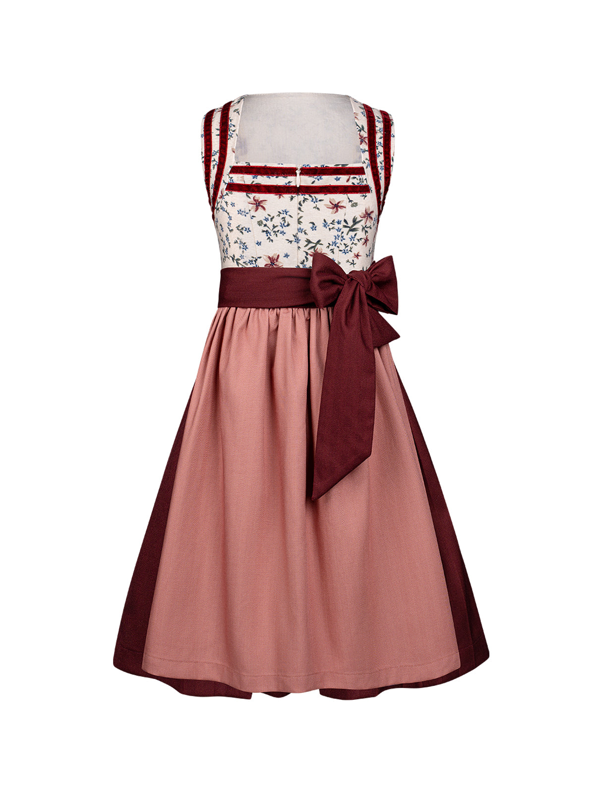Klassisch: Kinder-Dirndl Ingrid – Rot, Gerade Linie