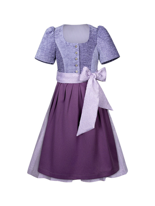 Klassisch: Kinder-Dirndl Ginny – Lila, Gerade Linie