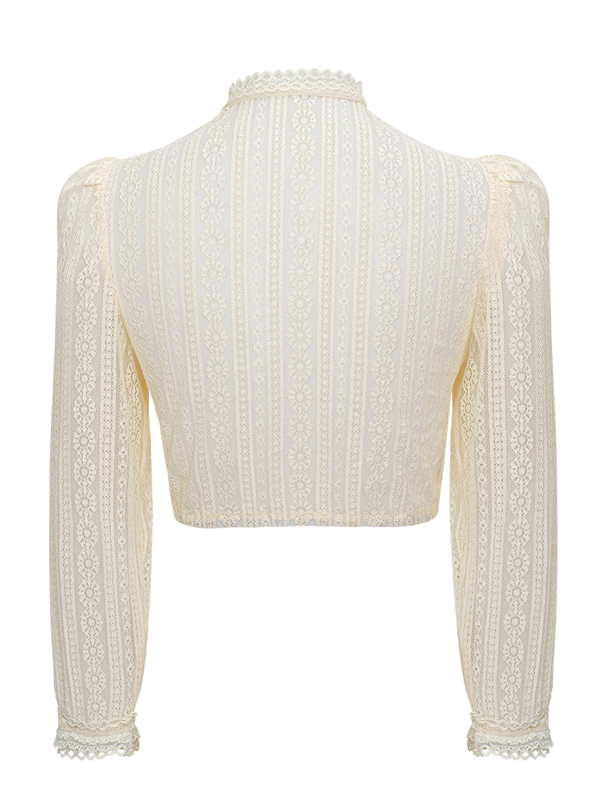 Velin Trachtenbluse in Beige – Langarm, Hochgeschlossen