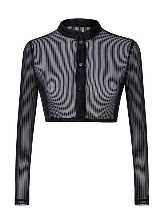 Liss Trachtenbluse in schwarz – langarm, hochgeschlossen