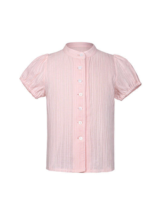 Klassisch: Kinder-Dirndlbluse Kaka – Rosa, Hochgeschlossen
