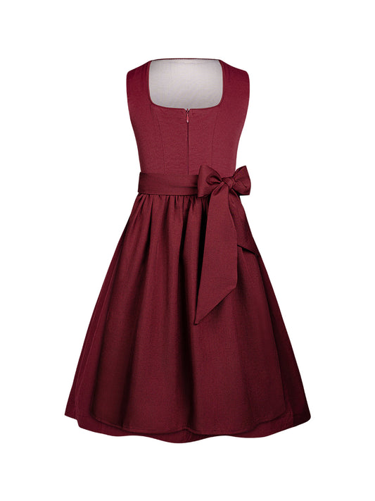 Klassisch: Kinder-Dirndl Doven – Rot, Gerade Linie