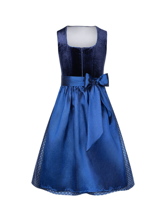 Klassisch: Kinder-Dirndl Leonie – Blau, Gerade Linie