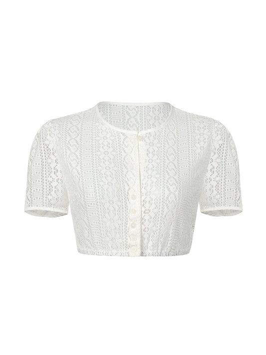 Iliana Trachtenbluse in Weiß – kurzarm