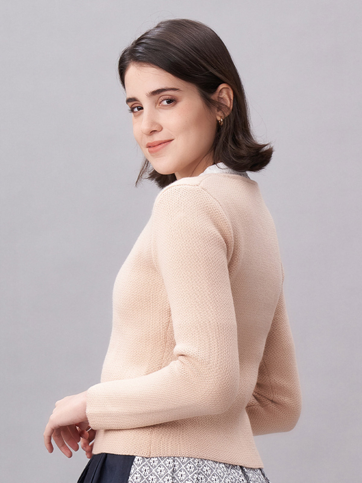 Klassisch: Trachtenstrick Strickjacke Mira Creme – Braun