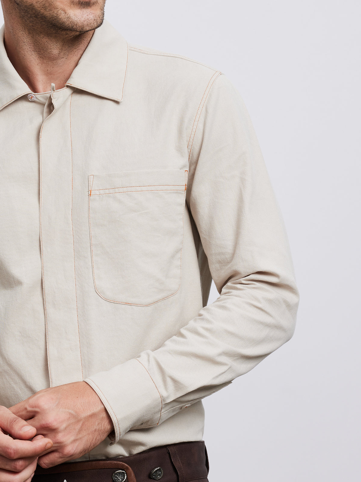 Klassisch: Herrenhemd Karo – Beige, Reverskragen