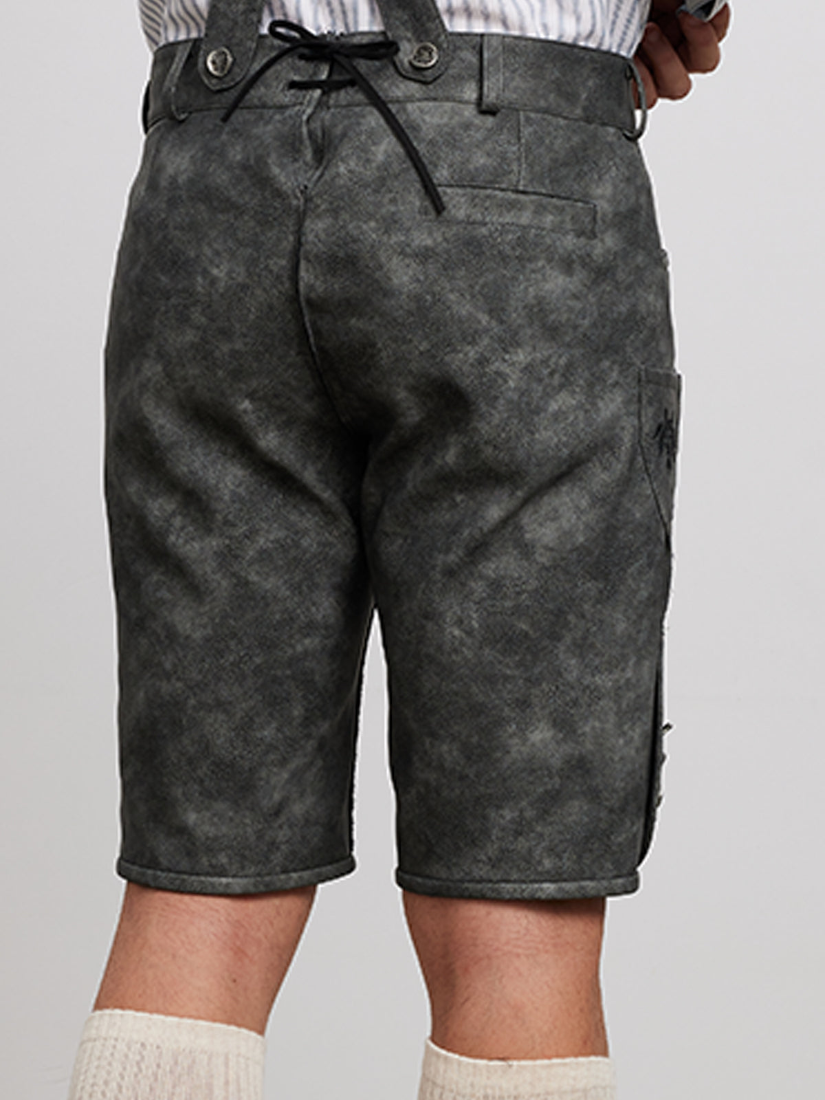 Klassisch: Lederhose Norman – Grau, Stickereien
