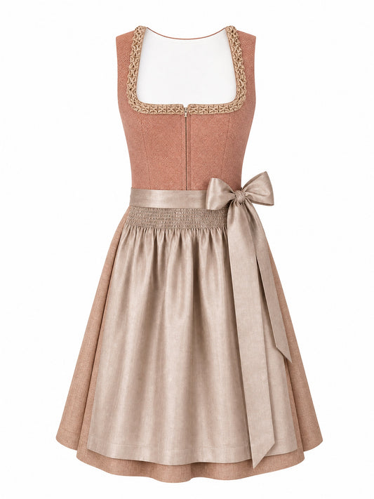 Klassisches Dirndl Sophie – Terrakotta-Rosé, Eckige Form