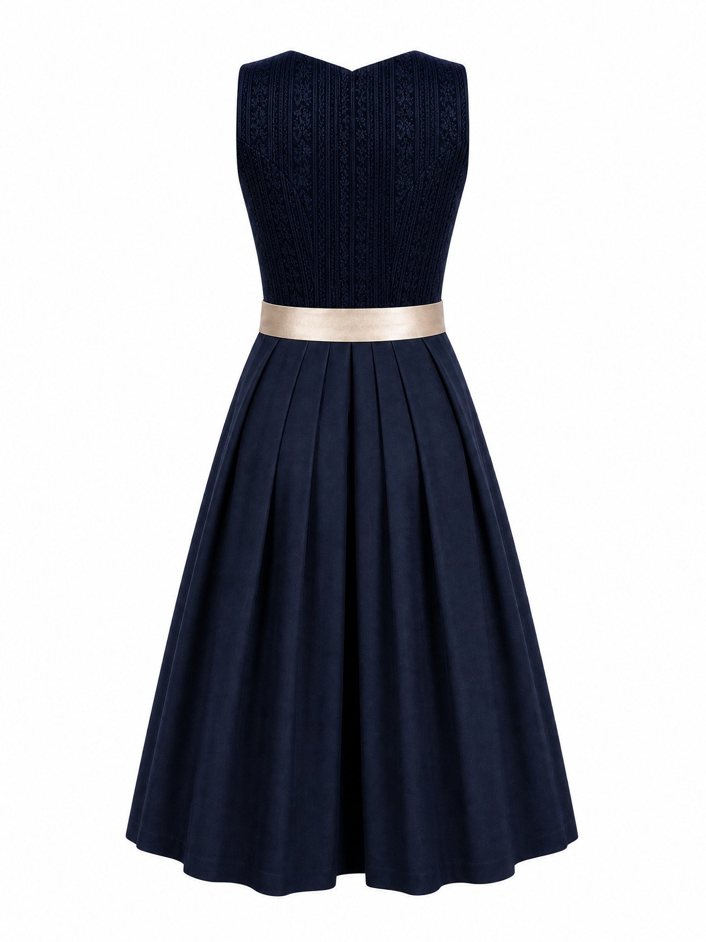 Klassisches Dirndl Stella – Mitternachtsblau, Eckige Form