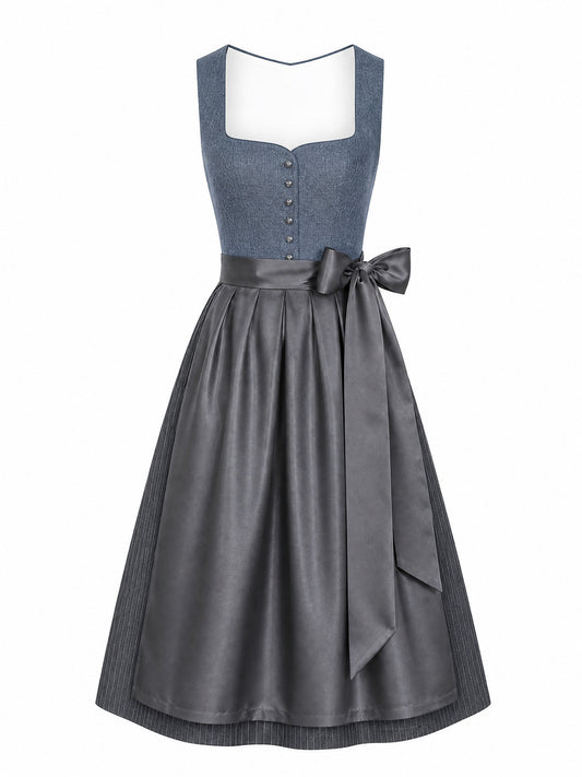 Klassisches Dirndl Klara – Stahlblau, Herzförmig