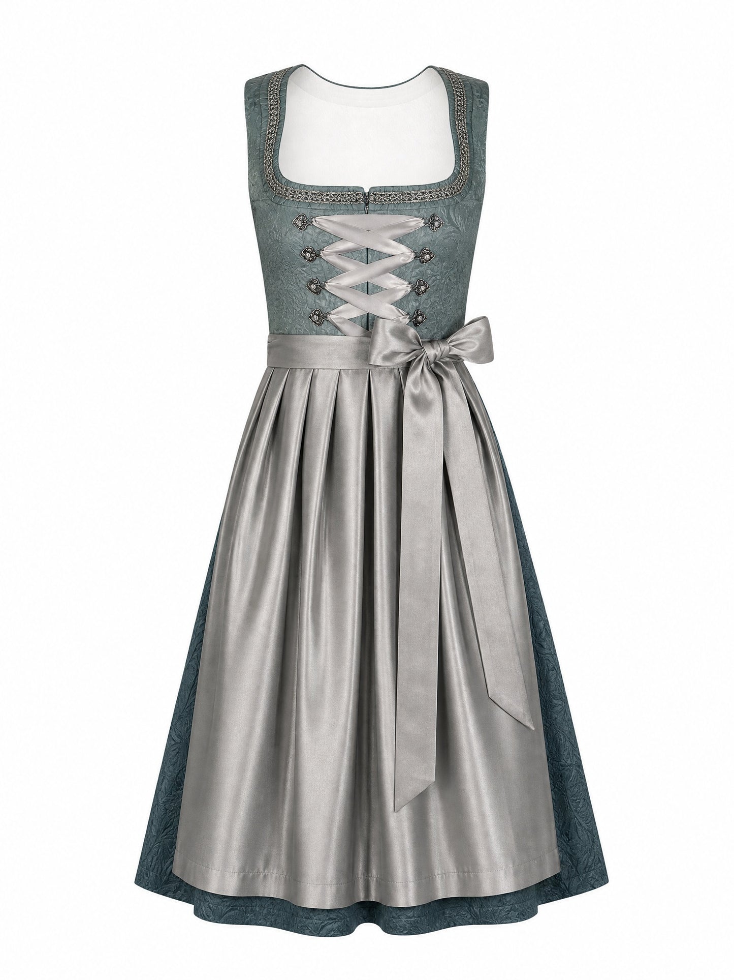 Klassisches Dirndl Marie – Rauchpetrol, Eckige Form