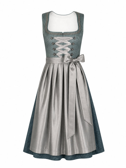 Klassisches Dirndl Marie – Rauchpetrol, Eckige Form