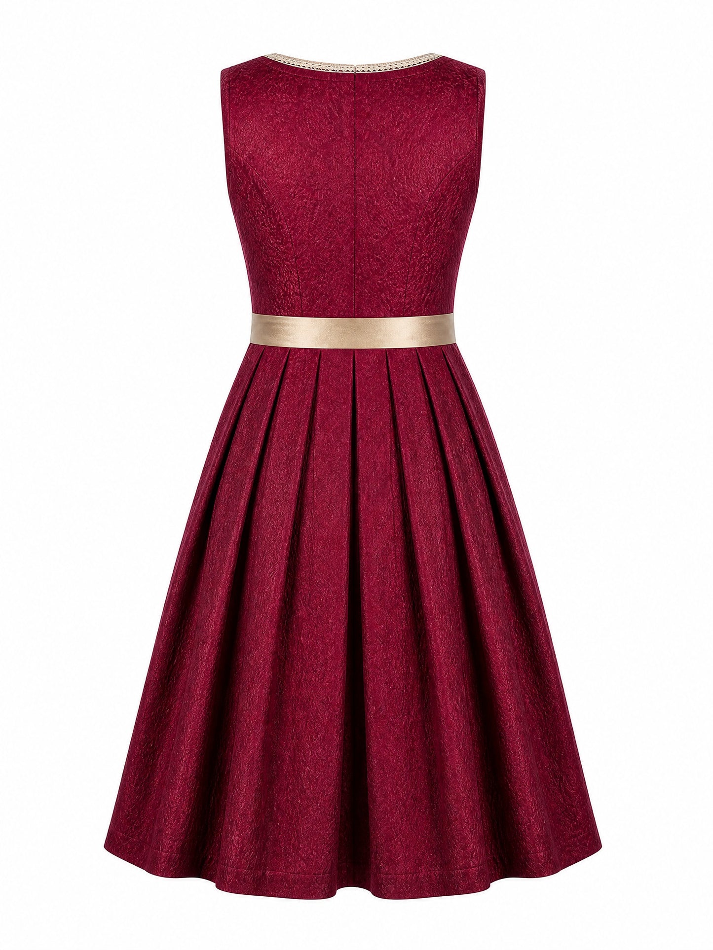 Klassisches Dirndl Lara – Cranberryrot, Eckige Form