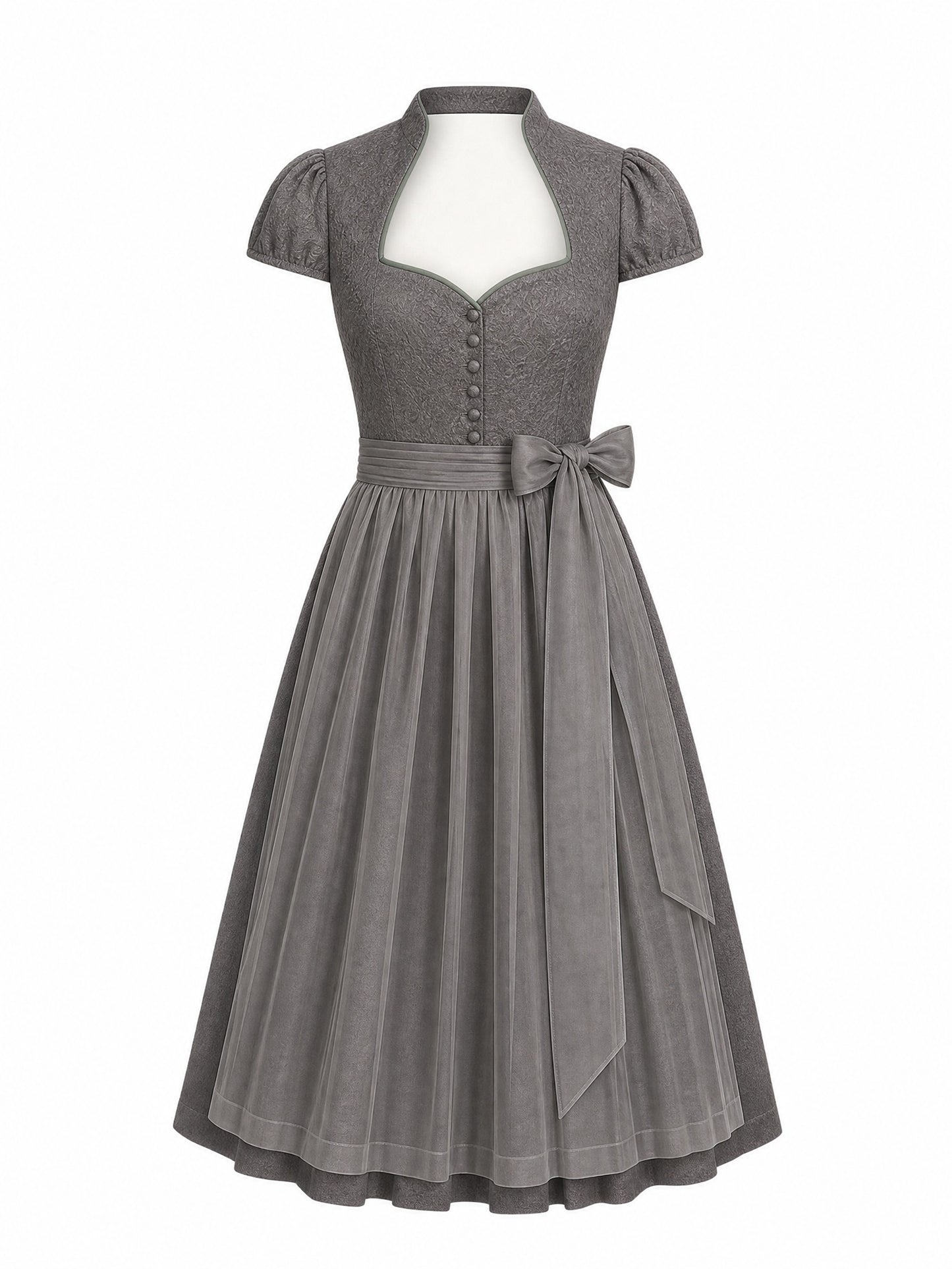 Klassisches Dirndl Vanessa – Salbeigrün, Herzförmig