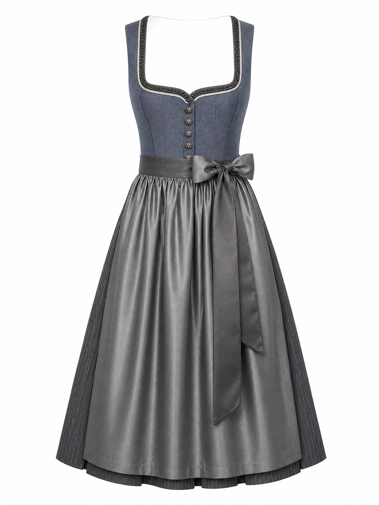 Klassisches Dirndl Marina – Stahlblau, Herzförmig