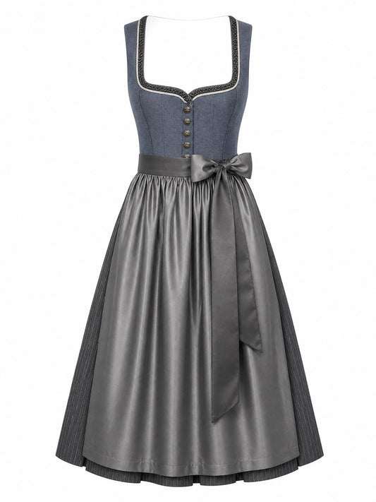 Klassisches Dirndl Marina – Stahlblau, Herzförmig