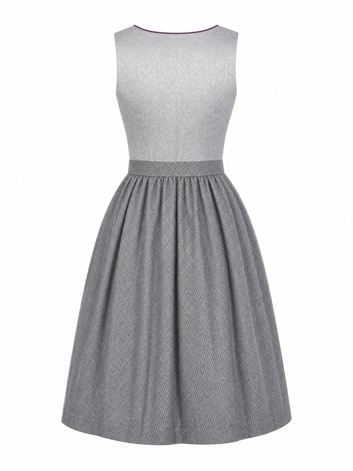 Klassisches Dirndl Laura – Perlgrau, Eckige Form