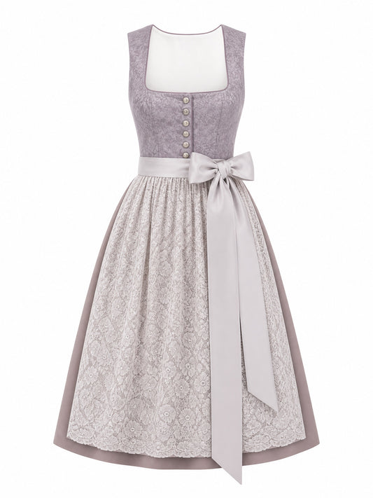 Klassisches Dirndl Lea – Alt-Lavendel, Eckige Form