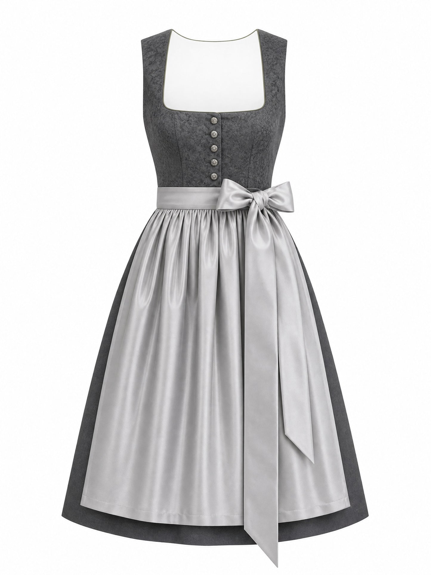 Klassisches Dirndl Melanie – Graphit, Eckige Form