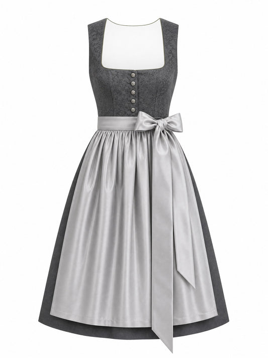 Klassisches Dirndl Melanie – Graphit, Eckige Form