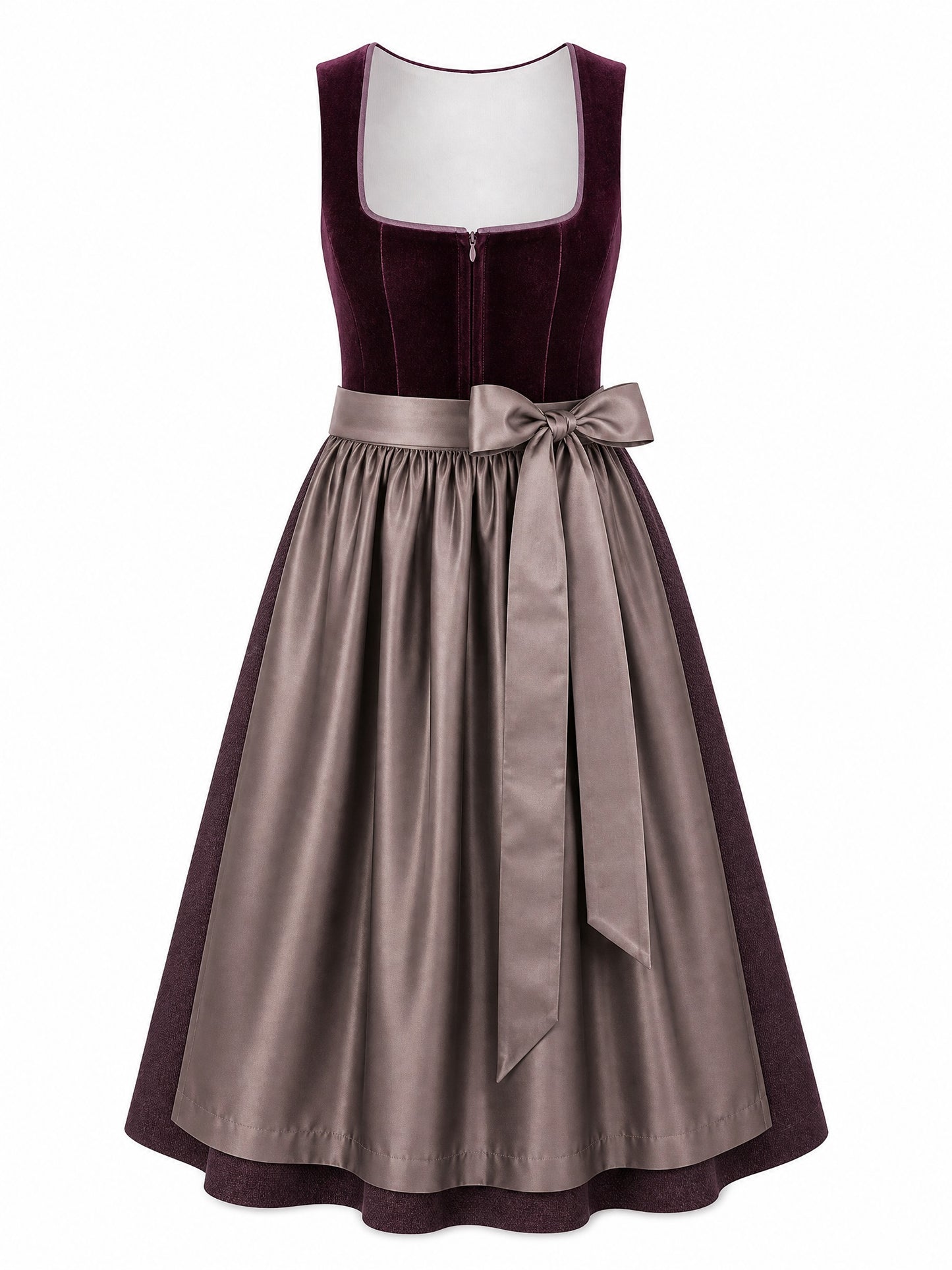 Klassisches Dirndl Merle – Brombeere, Eckige Form