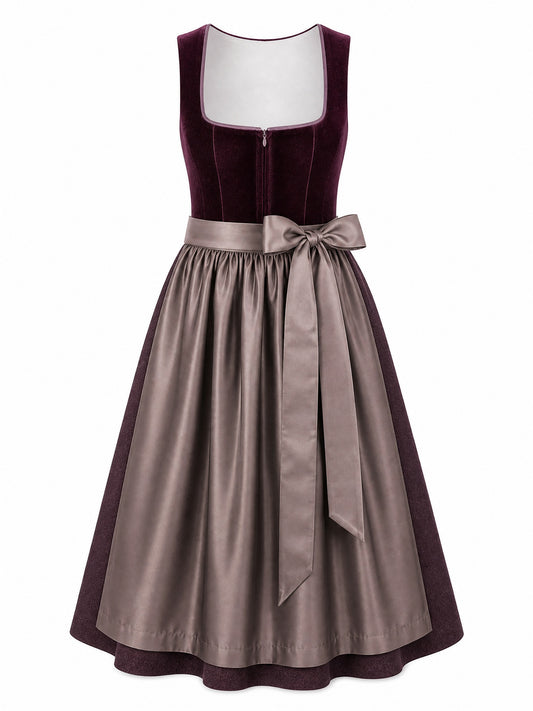 Klassisches Dirndl Merle – Brombeere, Eckige Form
