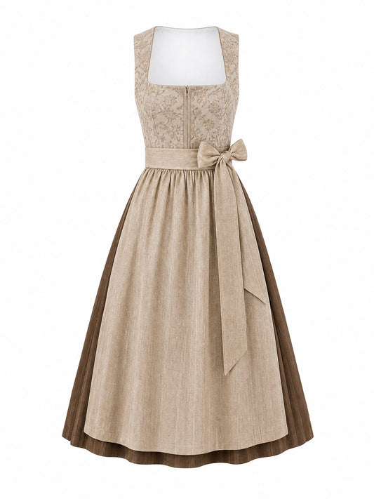 Klassisches Dirndl Miriam – Haferbeige, Eckige Form