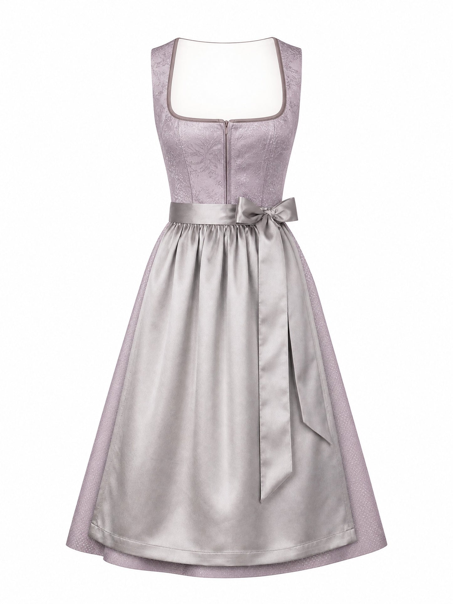 Klassisches Dirndl Lena – Rauchflieder, Eckige Form
