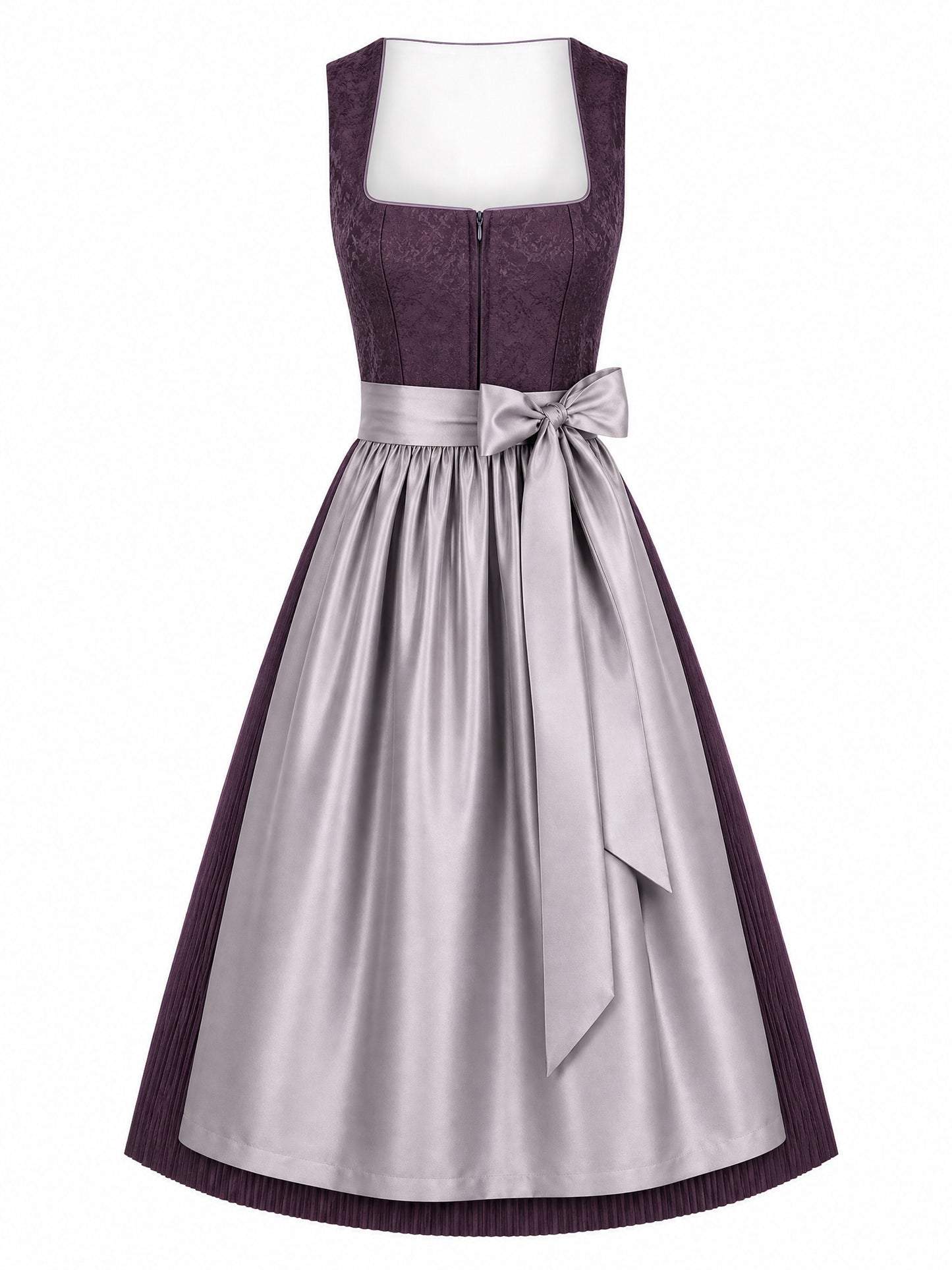 Klassisches Dirndl Leonie – Aubergine, Eckige Form
