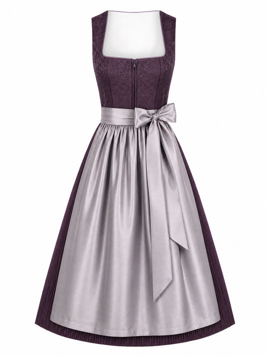 Klassisches Dirndl Leonie – Aubergine, Eckige Form