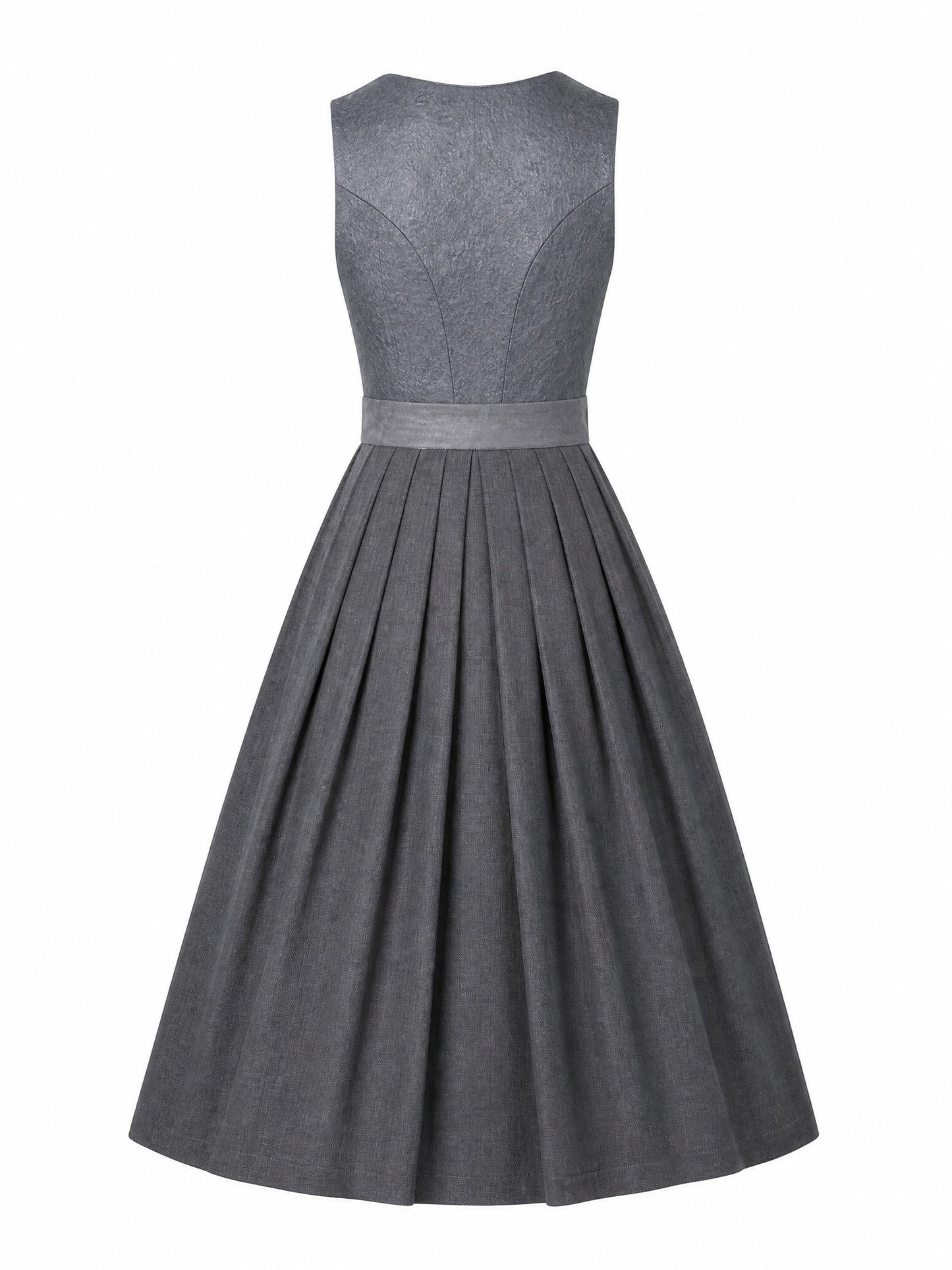 Klassisches Dirndl Lilia – Schiefergrau, Herzförmig