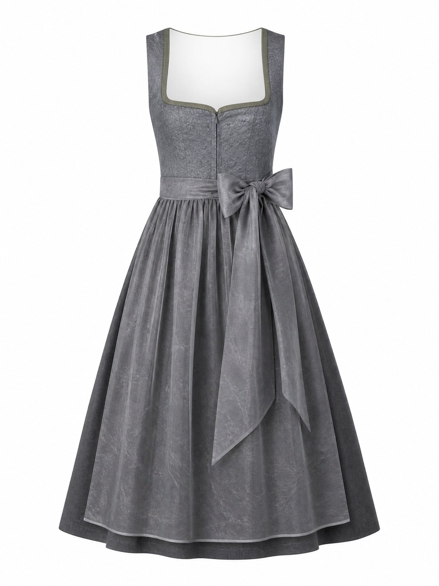 Klassisches Dirndl Lilia – Schiefergrau, Herzförmig