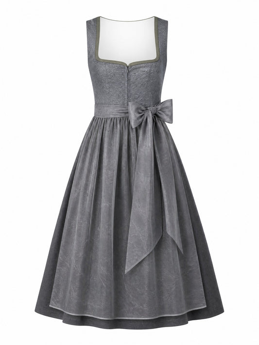 Klassisches Dirndl Lilia – Schiefergrau, Herzförmig