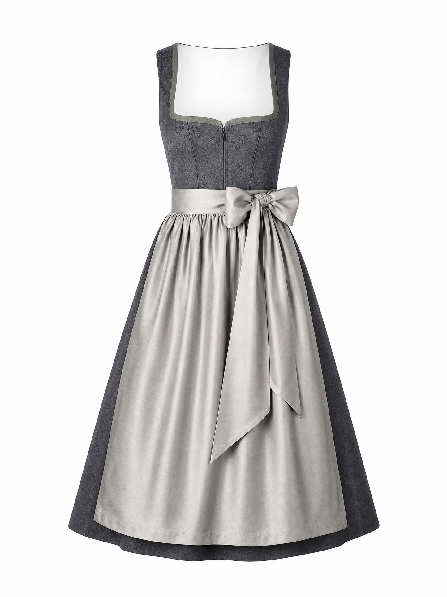 Klassisches Dirndl Anja – Graphit, Herzförmig