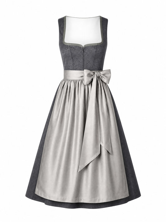 Klassisches Dirndl Anja – Graphit, Herzförmig