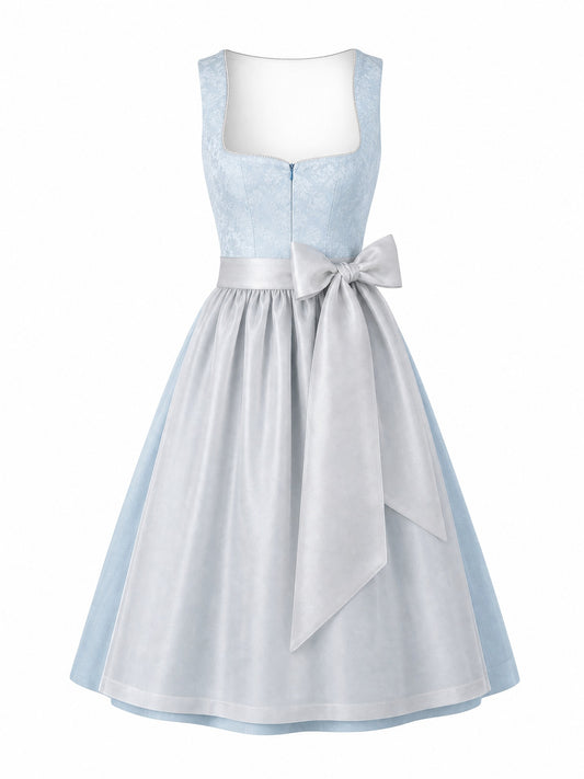 Klassisches Dirndl Natalie – Eisblau, Herzförmig