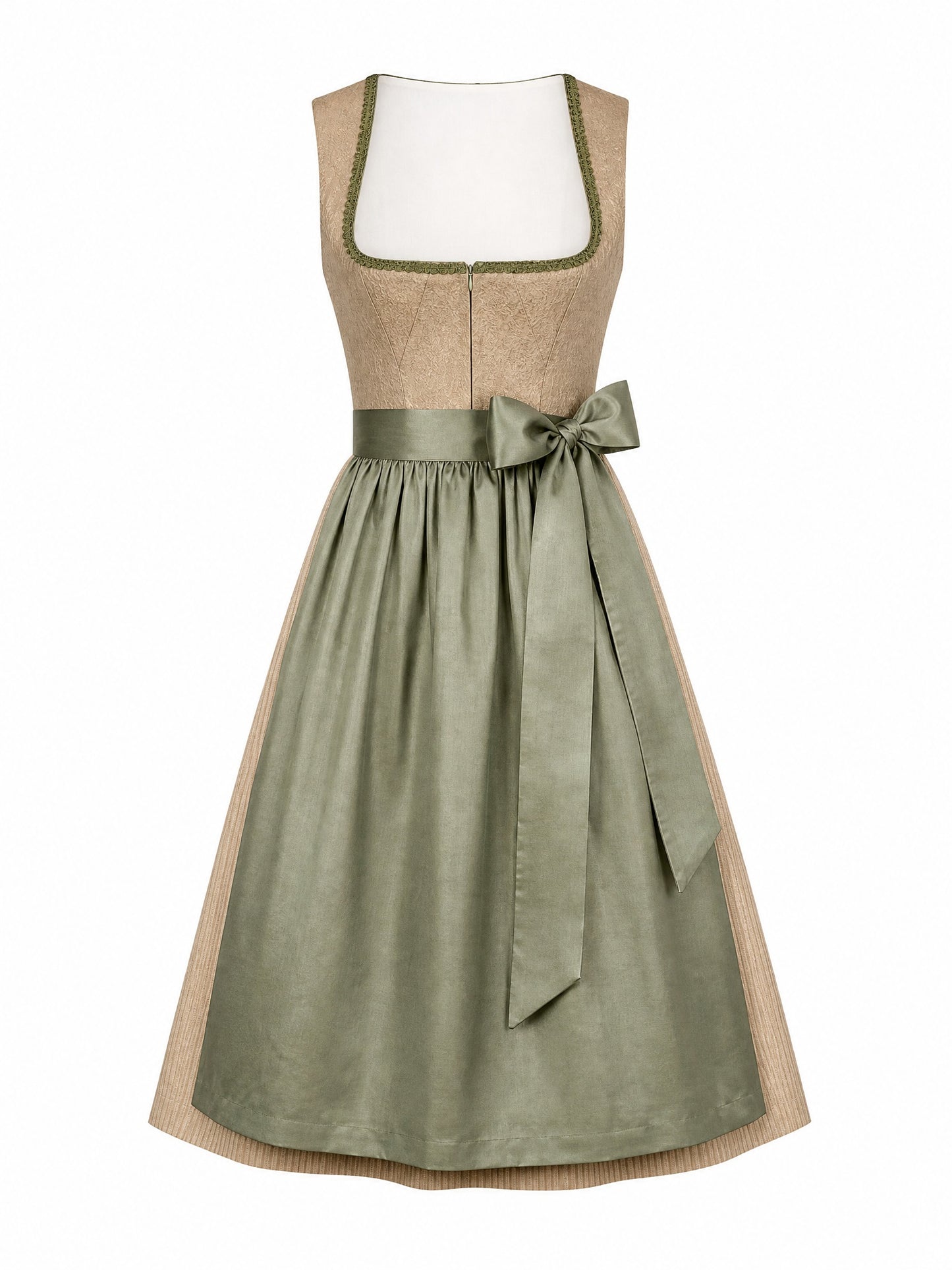 Klassisches Dirndl Noemi – Tonbeige, Eckige Form